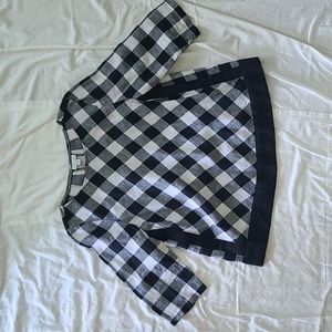 J. Jill Love Linen black and white check top medium petite